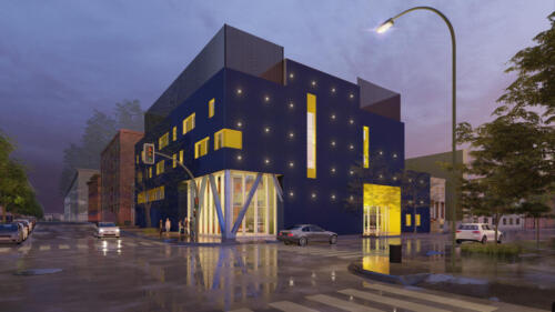 German School Brooklyn_exterior night mock-up