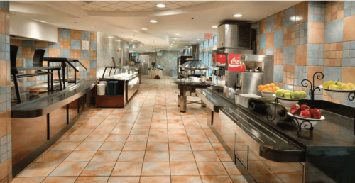 A modern cafeteria that looks like a cafe or restaurant