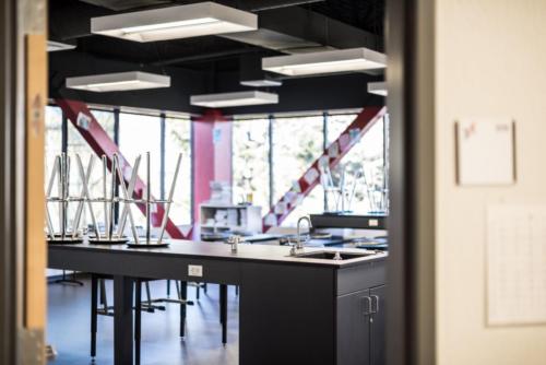looking into a science classroom