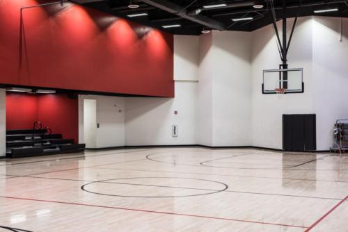 wide view of full basketball court