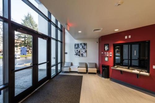 school entrance and reception area