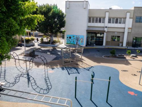 aerial view of playground equipment