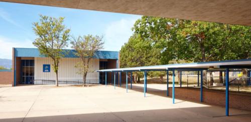 looking onto school courtyard