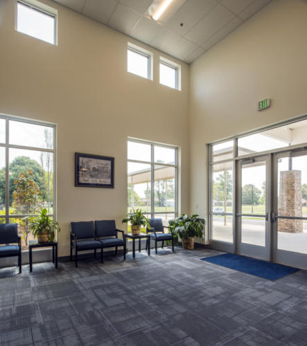The lobby inside the school entrance