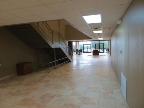 Looking toward the school entrance from just inside the buildling