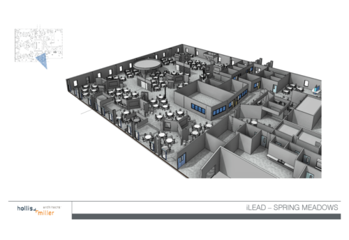 A rendering of an architectural plan for the school