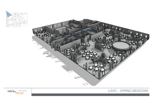 A rendering of an architectural plan for the school